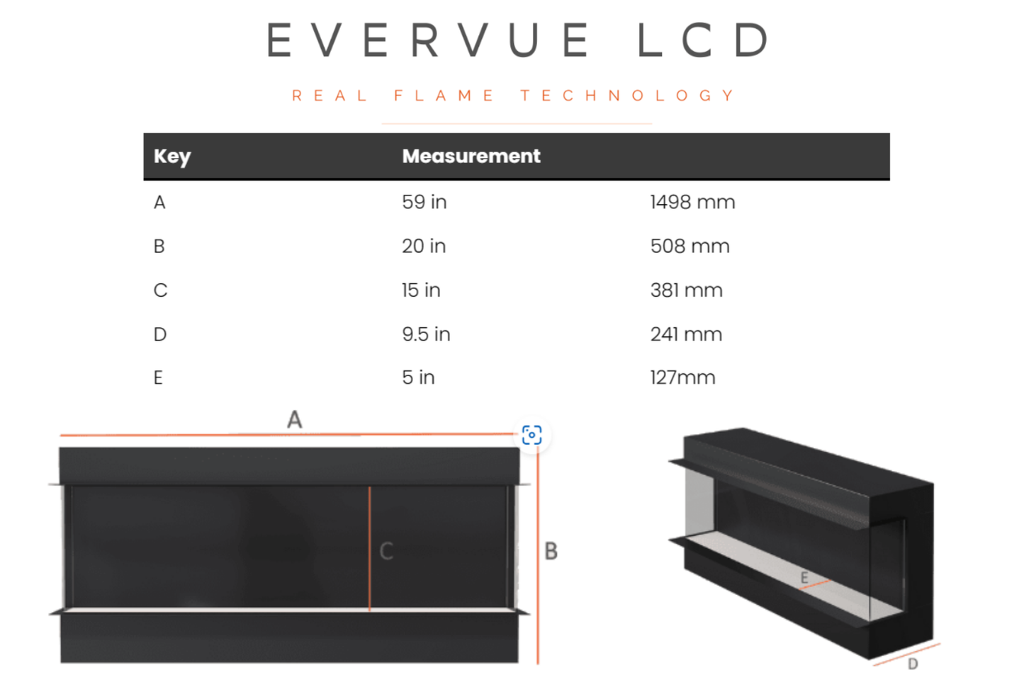 Evervue 60-Inch LCD Real Flame Media Wall Electric Fireplace (APP Control)