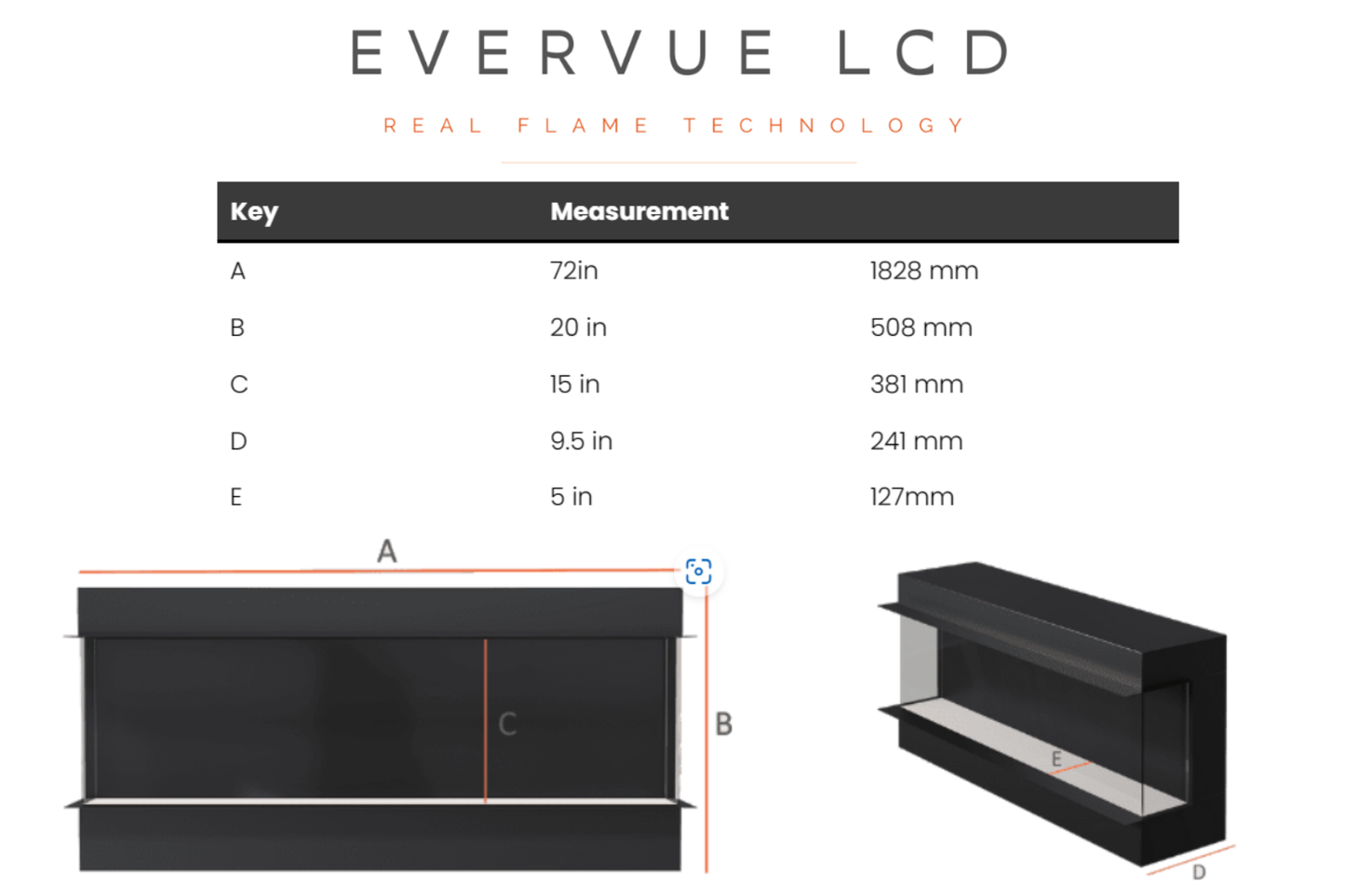 Evervue 72-Inch LCD Real Flame Media Wall Electric Fireplace (APP Control)