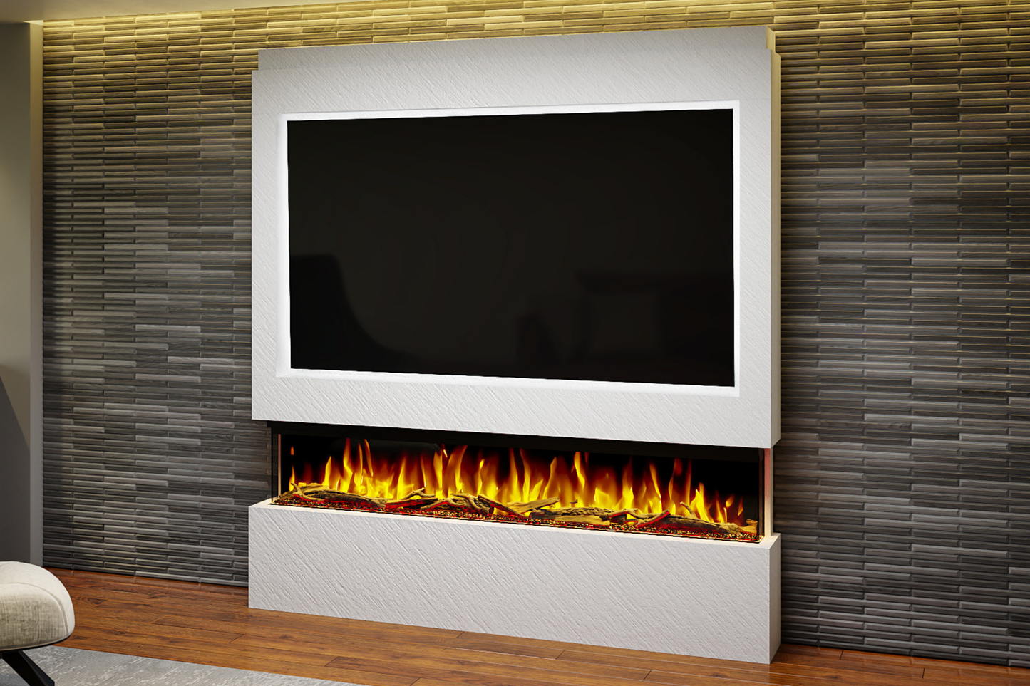 Pre-Built Media Wall I with 72 Inch Electric Fireplace – Delivered Across Mainland UK