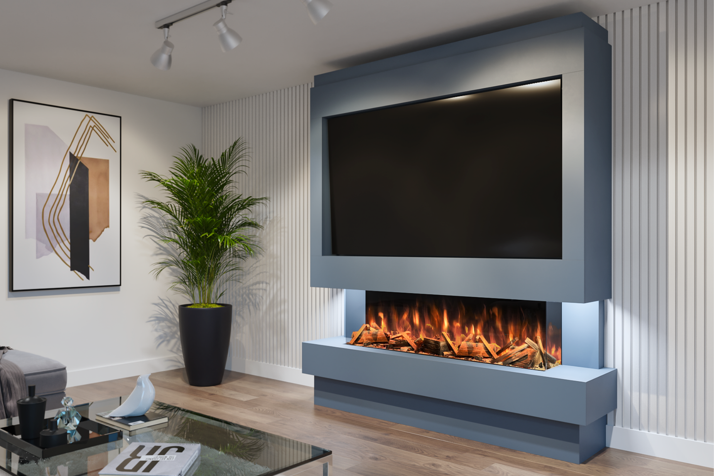 Pre-Built Media Wall Package J – Advance 1300mm Media Wall Fireplace | CAD Design Included