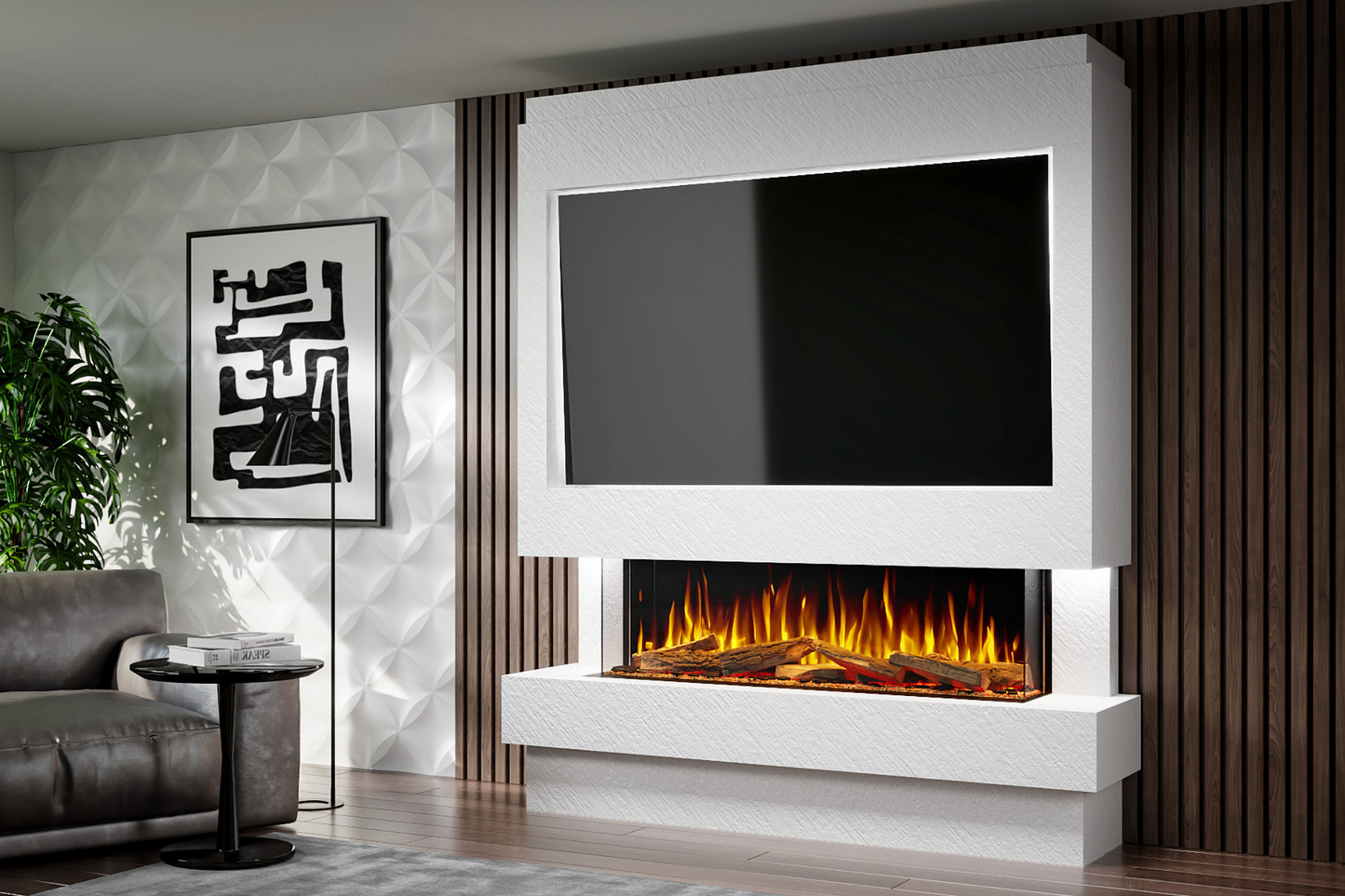 Pre-Built Media Wall Package J – Advance 1300mm Media Wall Fireplace | CAD Design Included