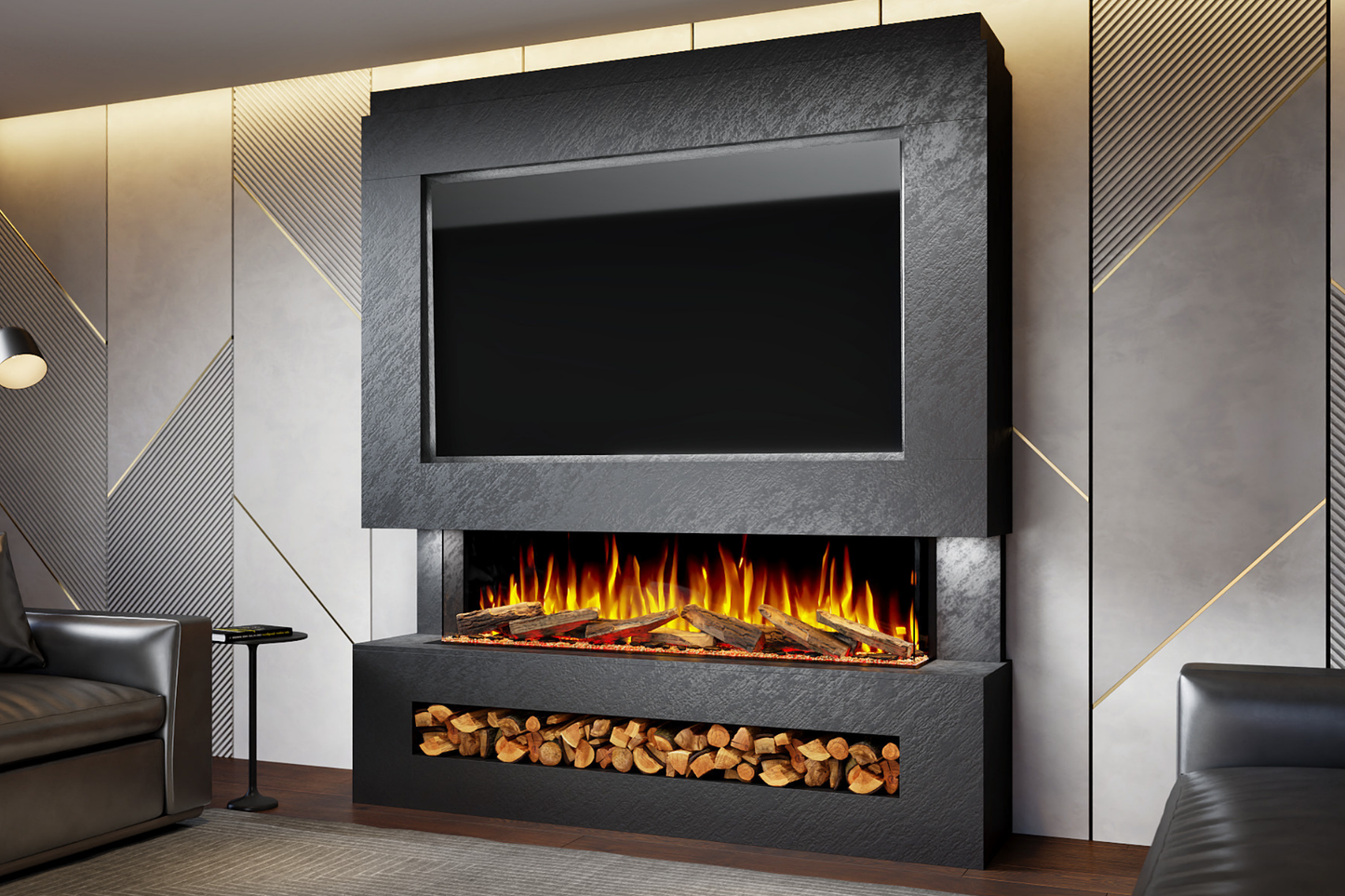 Pre-Built Media Wall Package K : Featuring the Advance Series 1500 Electric Fireplace