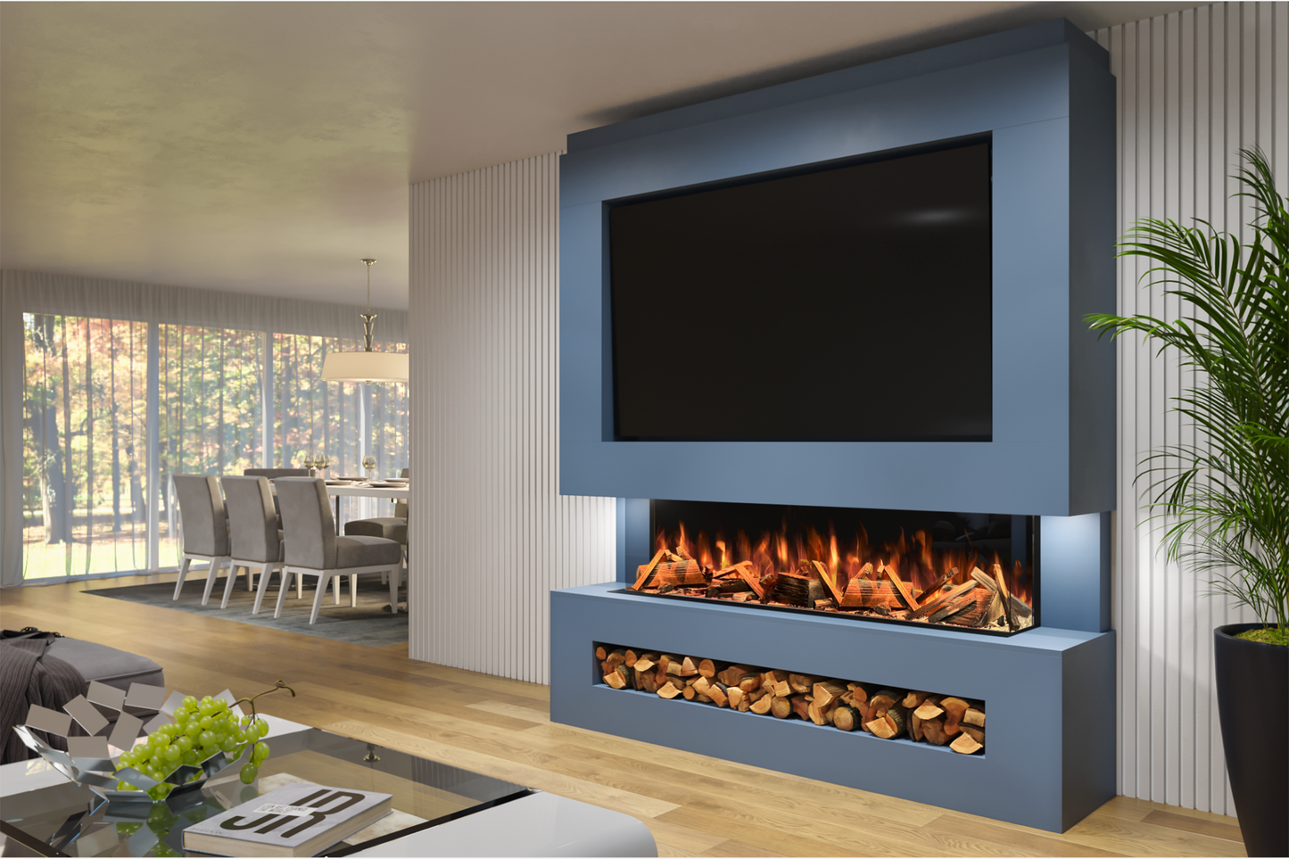Pre-Built Media Wall Package K : Featuring the Advance Series 1500 Electric Fireplace