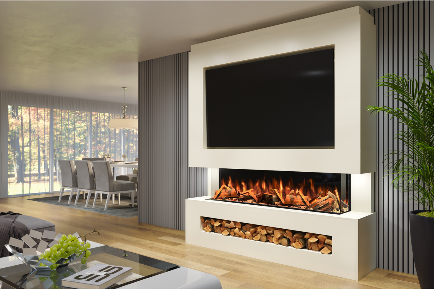Pre-Built Media Wall Package K : Featuring the Advance Series 1500 Electric Fireplace