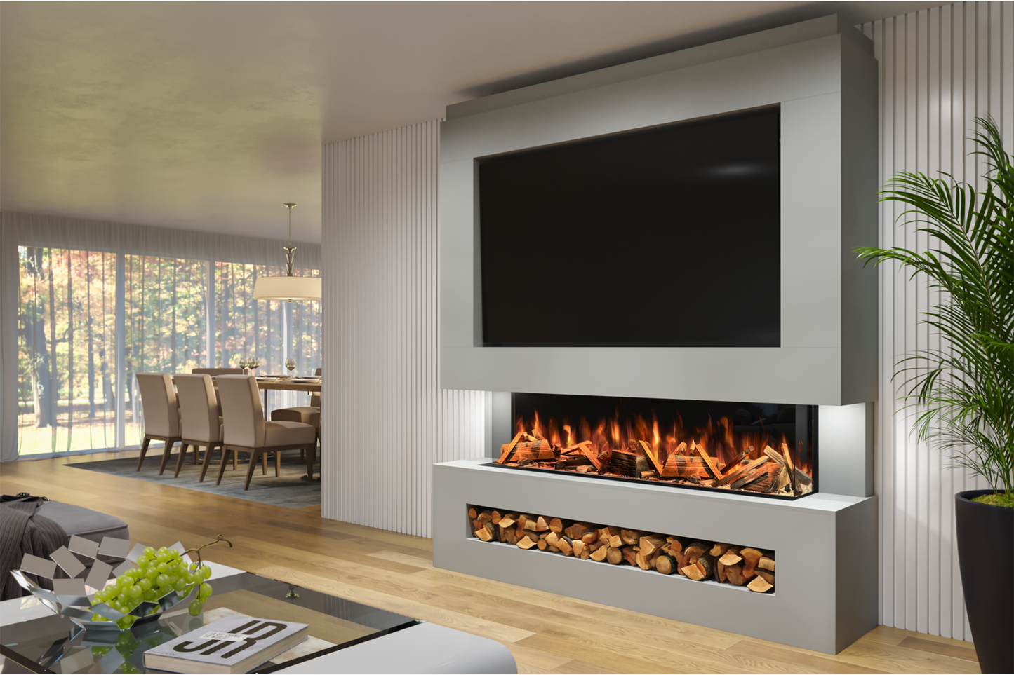 Pre-Built Media Wall Package K : Featuring the Advance Series 1500 Electric Fireplace