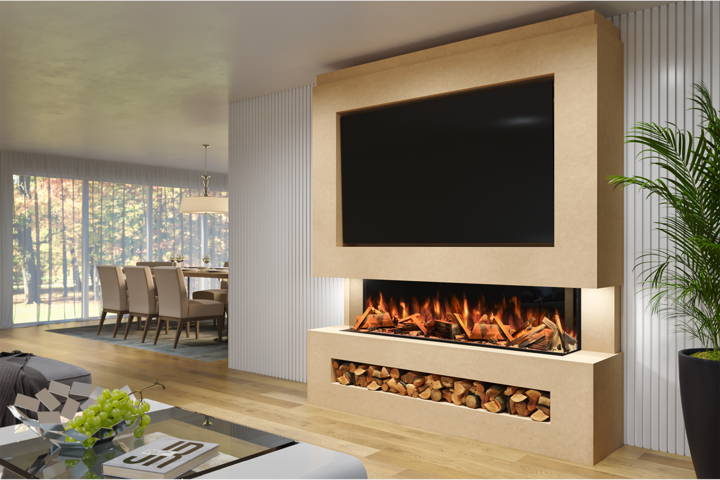 Pre-Built Media Wall Package K : Featuring the Advance Series 1500 Electric Fireplace