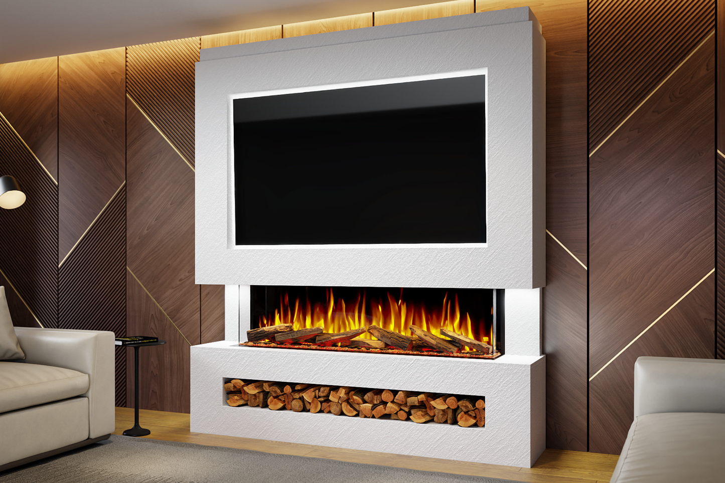 Pre-Built Media Wall Package K – Advance 1500mm Media Wall Fireplace | CAD Design Included