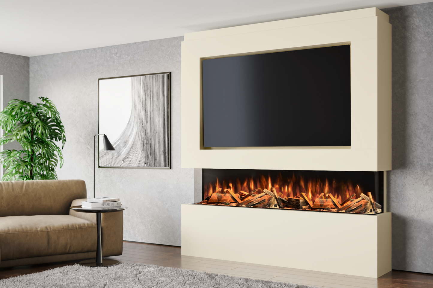 Pre-Built Media Wall Package L : Featuring the Advance Series 1800 Electric Fireplace