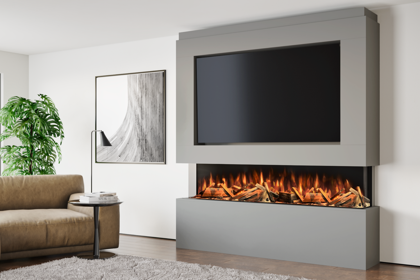 Pre-Built Media Wall Package L : Featuring the Advance Series 1800 Electric Fireplace