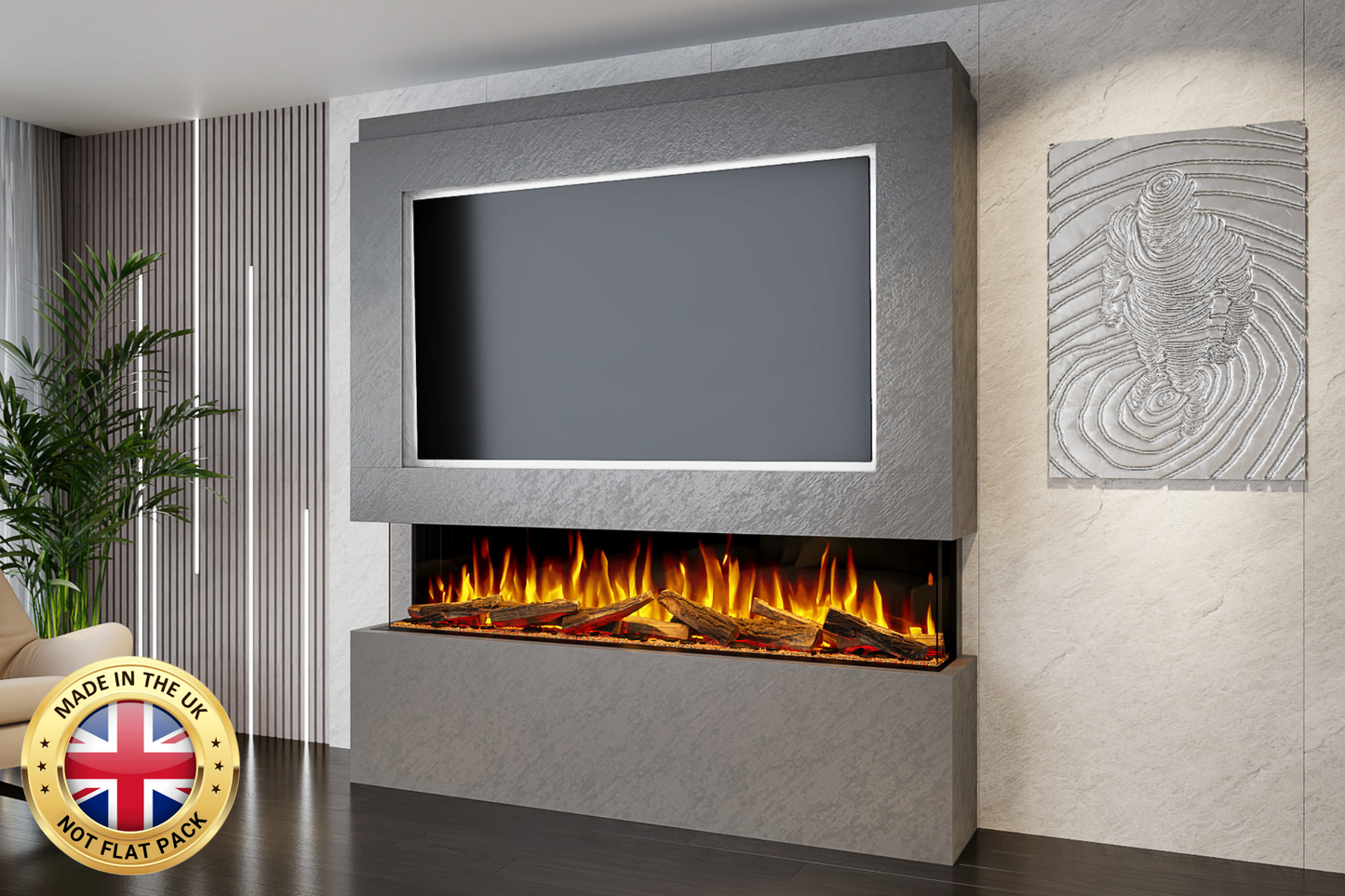 Pre-Built Media Wall Package L : Featuring the Advance Series 1800 Electric Fireplace