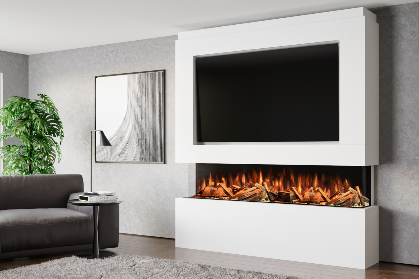 Pre-Built Media Wall Package L : Featuring the Advance Series 1800 Electric Fireplace