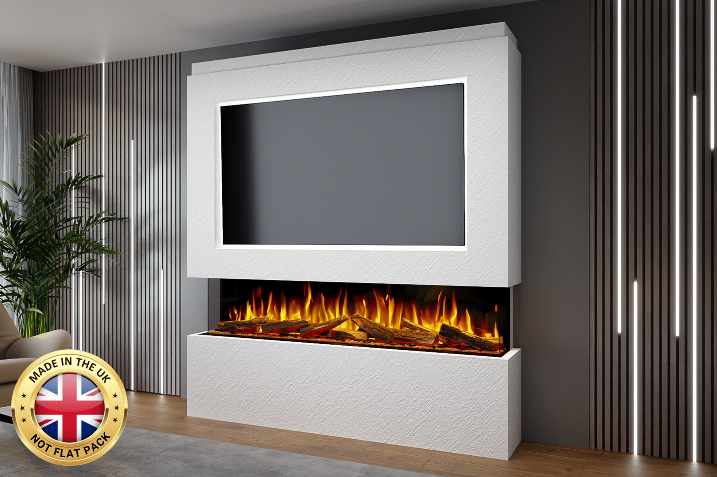 Pre-Built Media Wall Package L : Featuring the Advance Series 1800 Electric Fireplace