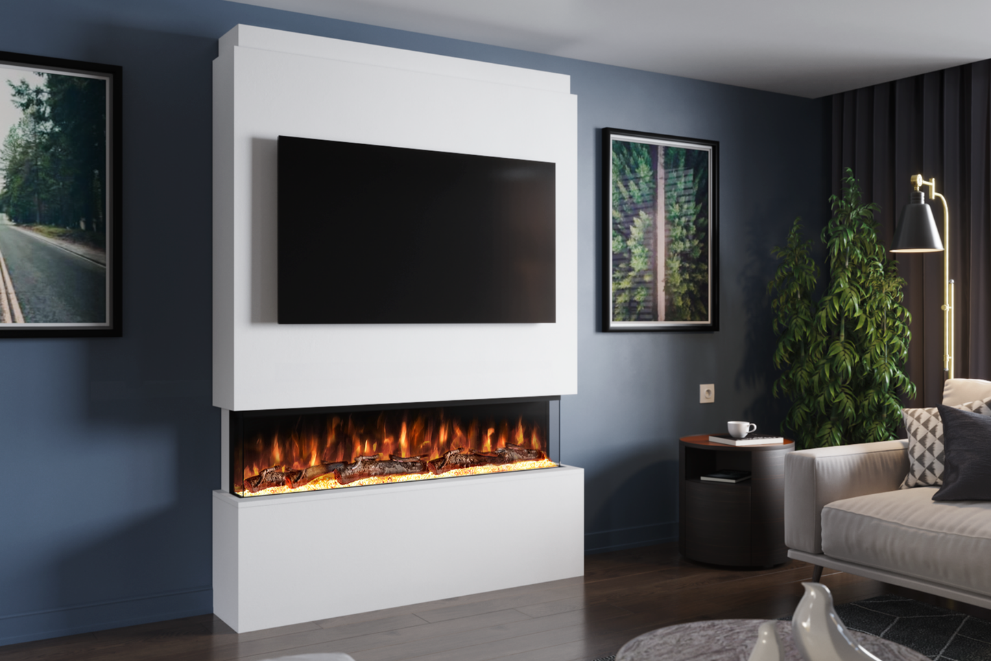 Pre-Built Media Wall Package U : Featuring the Spectrum Series 50-Inch Electric Fireplace