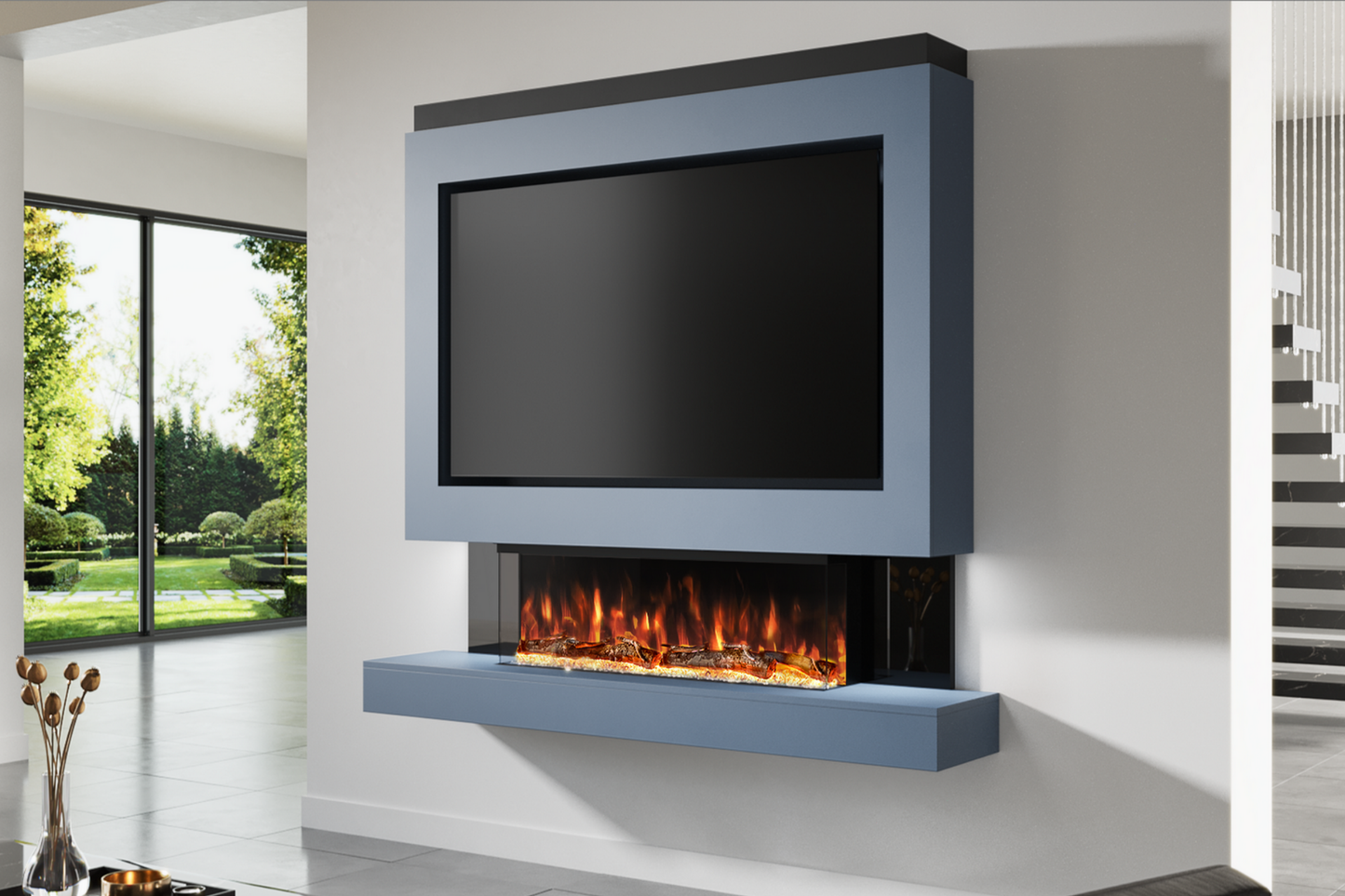 Pre-Built Media Wall Package A : Featuring the Spectrum Series 44-Inch Electric Fireplace
