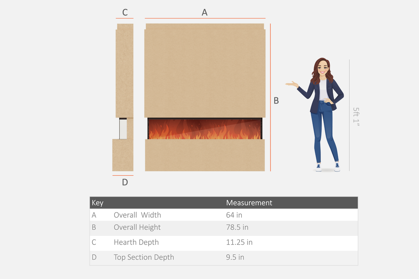 Pre-Built Media Wall Package V : Featuring the Spectrum Series 60-Inch Electric Fireplace