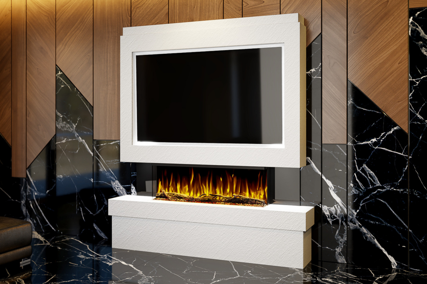 Pre-Built Media Wall Package B : Featuring the Spectrum Series 44-Inch Electric Fireplace