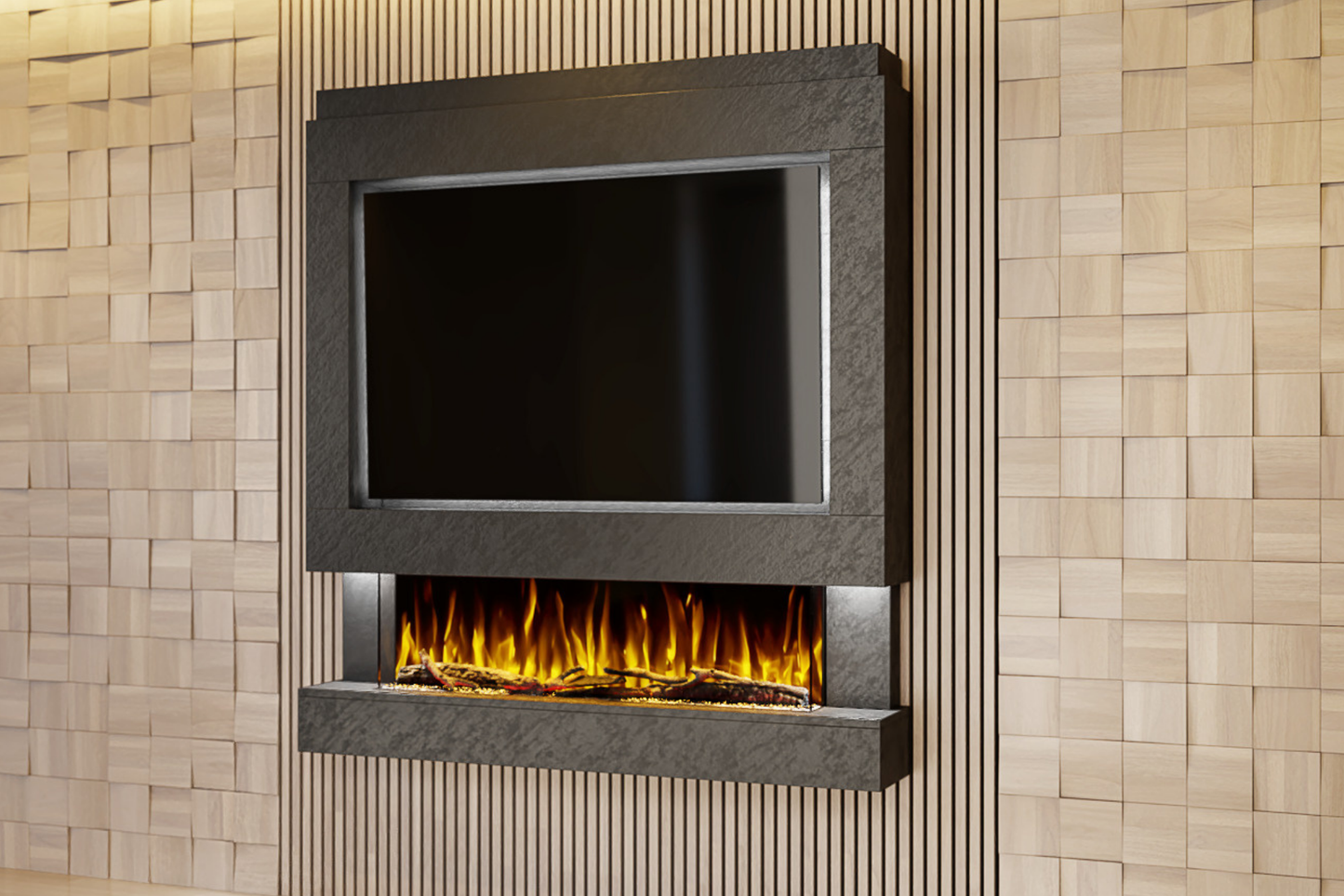 Pre-Built Media Wall Package D : Featuring the Spectrum Series 44-Inch Electric Fireplace