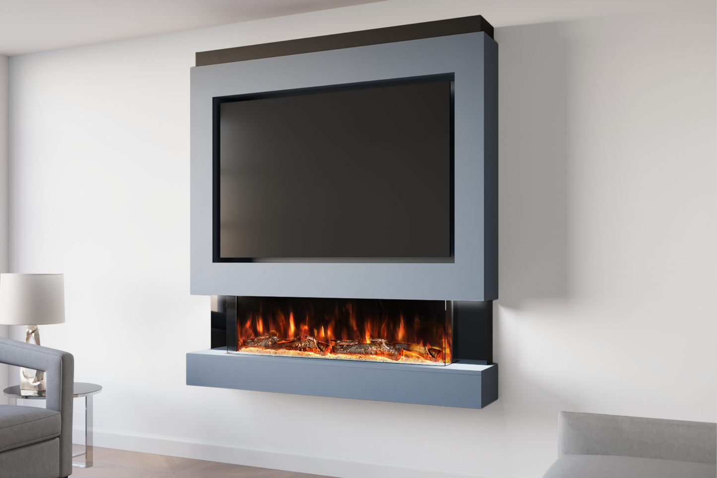 Pre-Built Media Wall Package D : Featuring the Spectrum Series 44-Inch Electric Fireplace