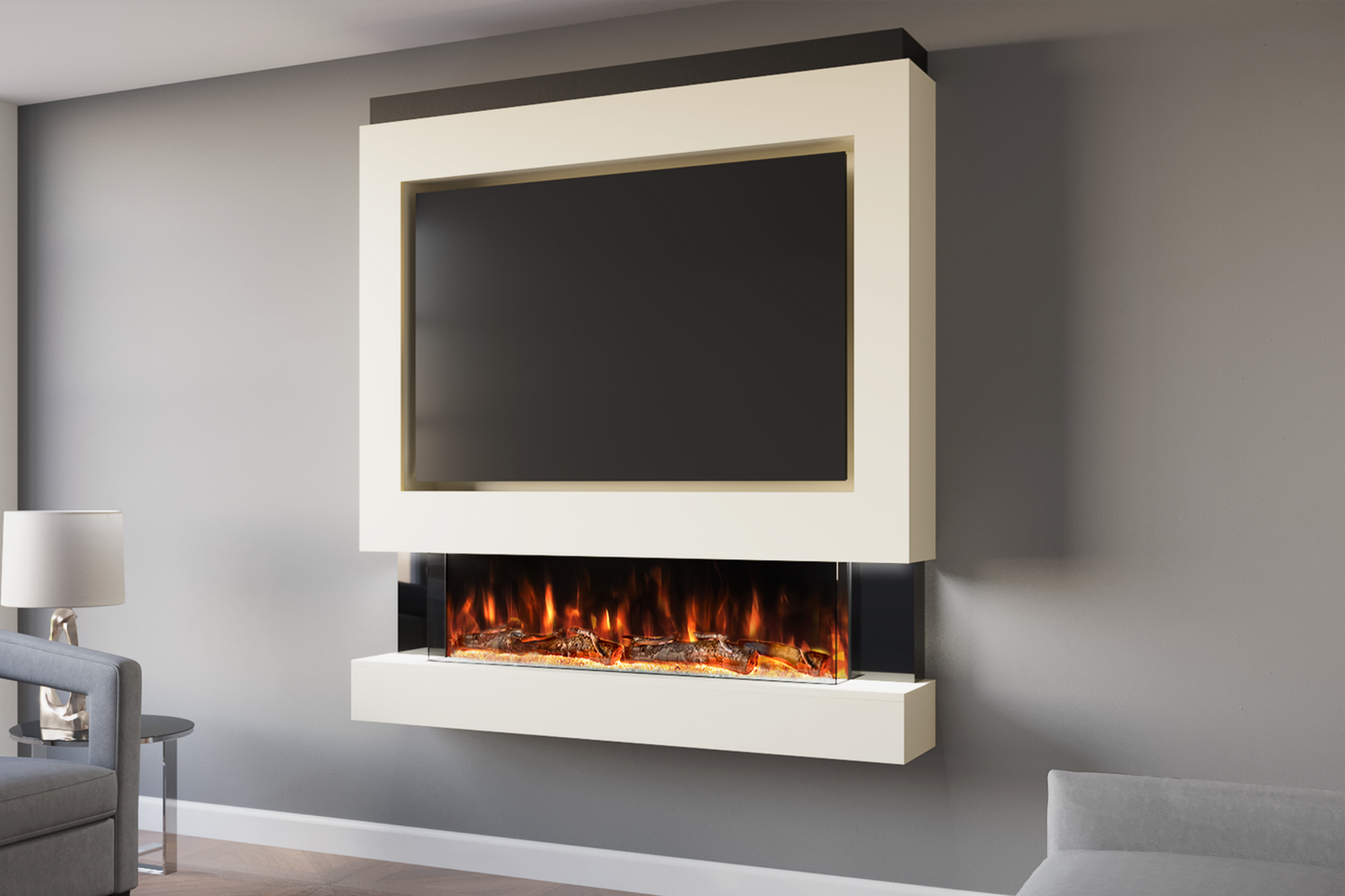 Pre-Built Media Wall Package D : Featuring the Spectrum Series 44-Inch Electric Fireplace
