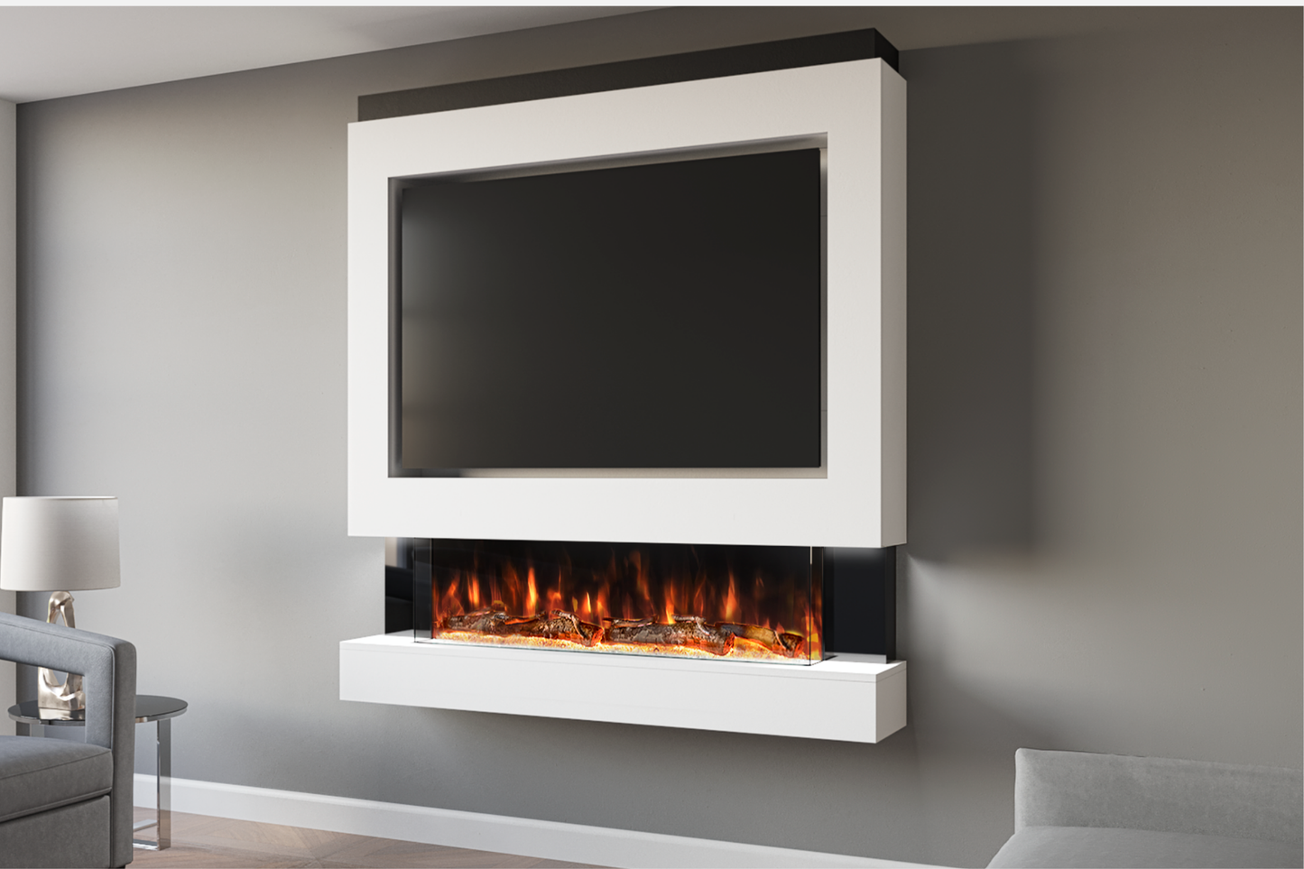 Pre-Built Media Wall Package D : Featuring the Spectrum Series 44-Inch Electric Fireplace