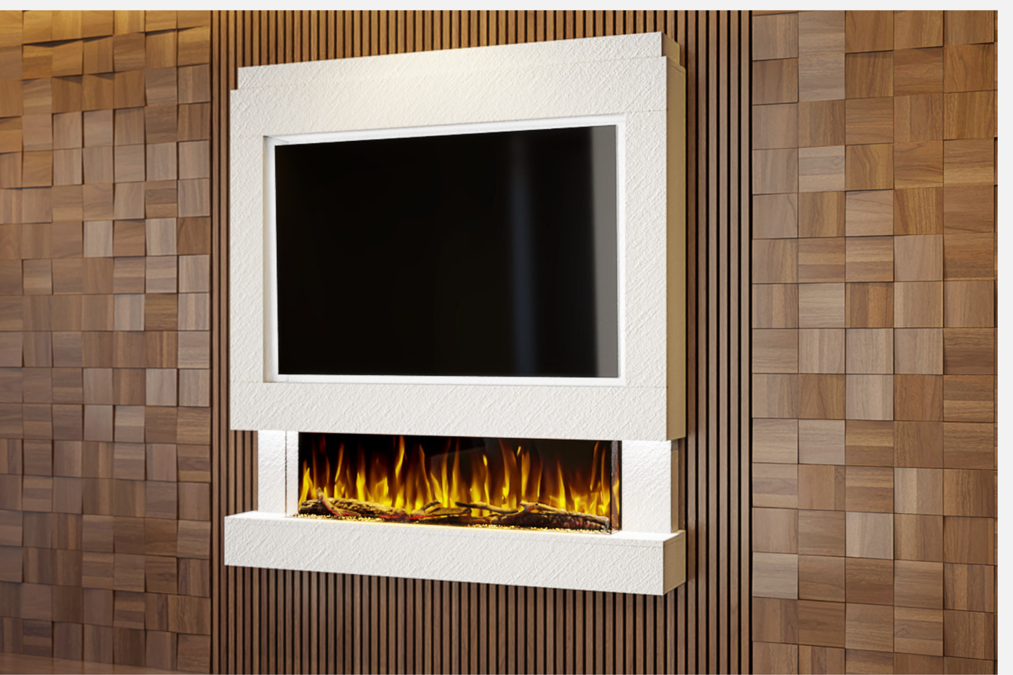 Pre-Built Media Wall D with 44 Inch Electric Fireplace – Delivered Across Mainland UK