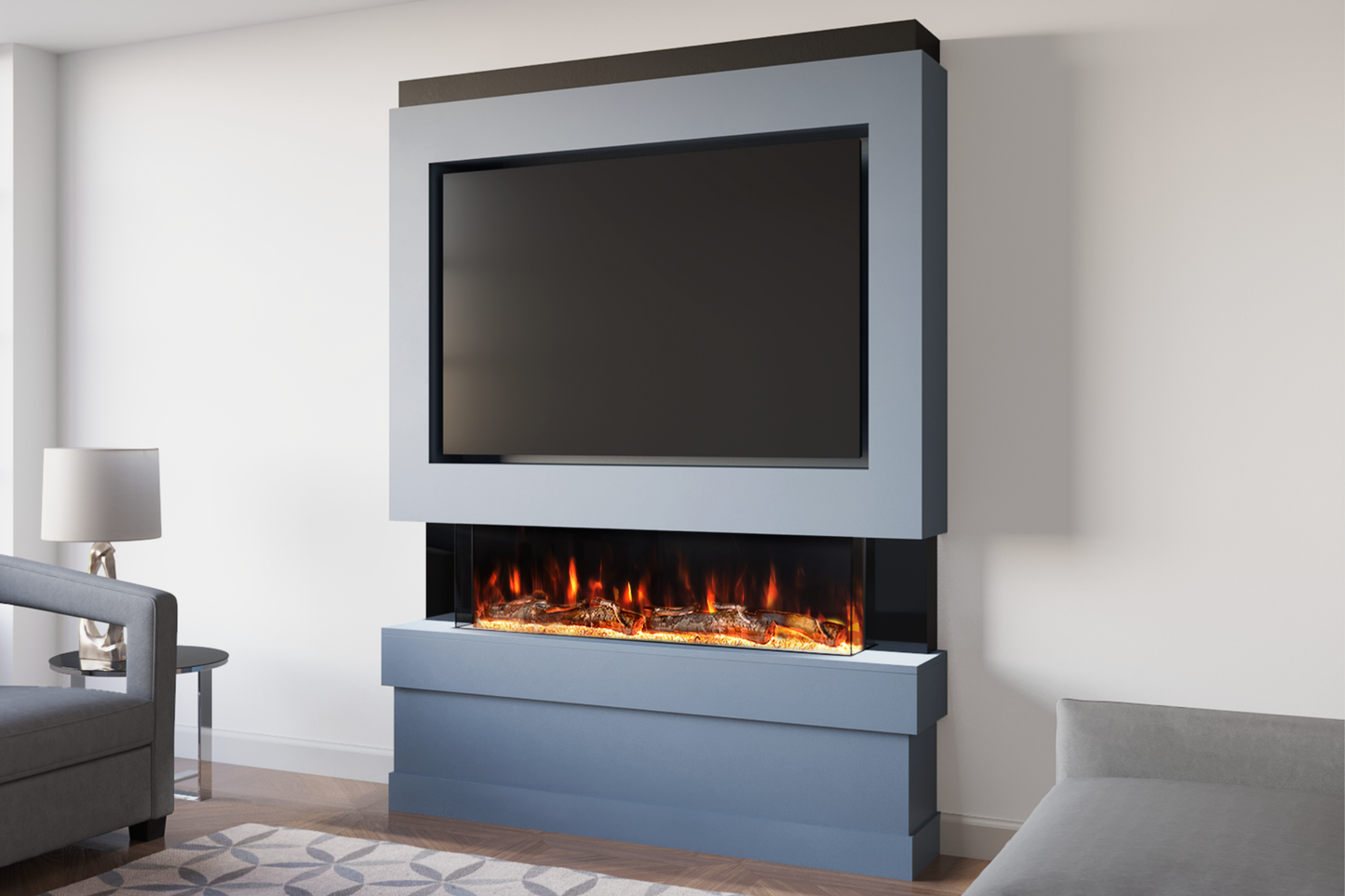 Pre-Built Media Wall Package E : Featuring the Spectrum Series 44-Inch Electric Fireplace