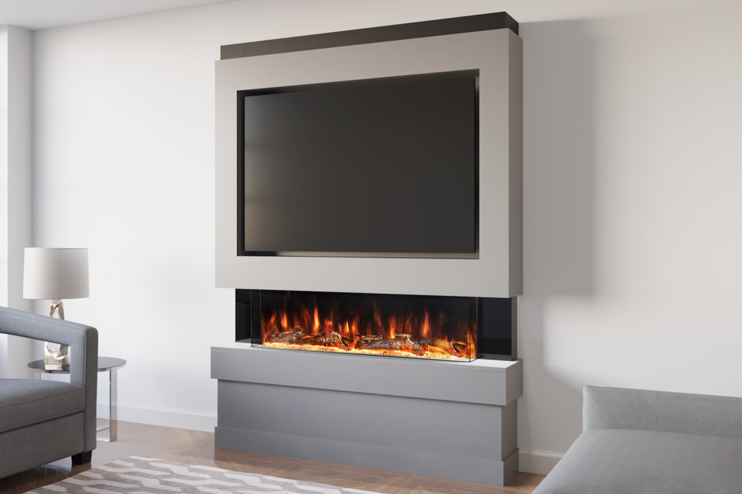 Pre-Built Media Wall Package E : Featuring the Spectrum Series 44-Inch Electric Fireplace