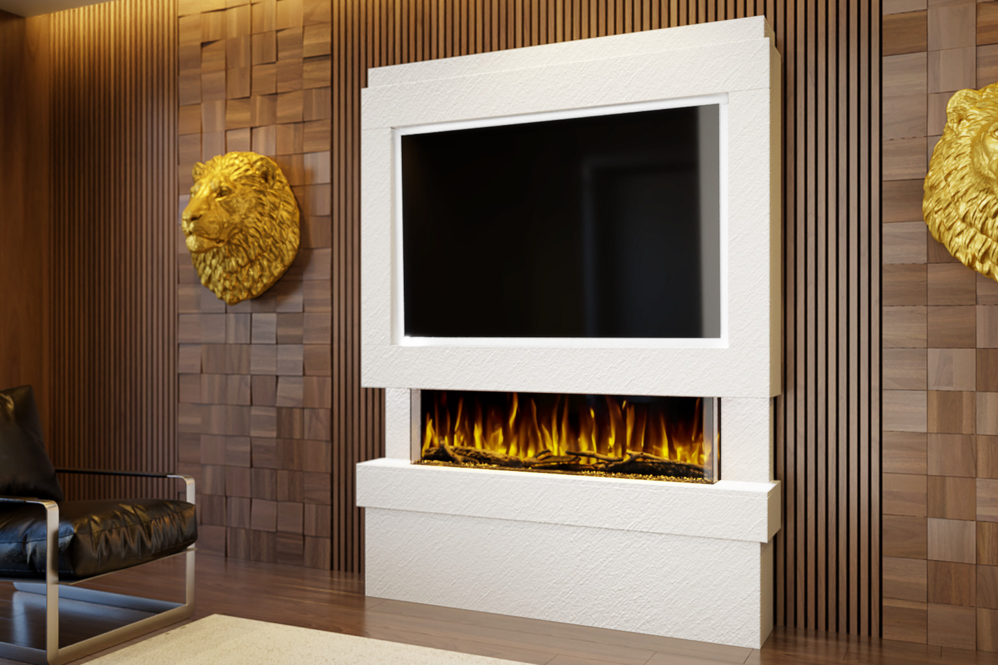 Pre-Built Media Wall E with 44 Inch Electric Fireplace – Delivered Across Mainland UK