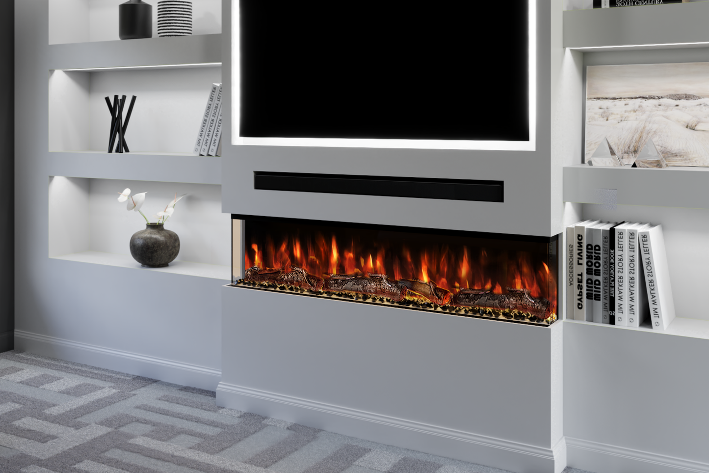 50" 3-Sided Electric Fireplace – Spectrum Slimline | Free UK Delivery