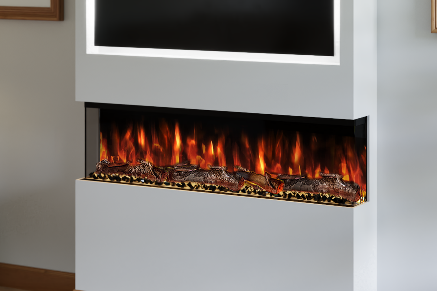 Spectrum Slimline Series 44-Inch 3-Sided Media Wall Electric Fireplace