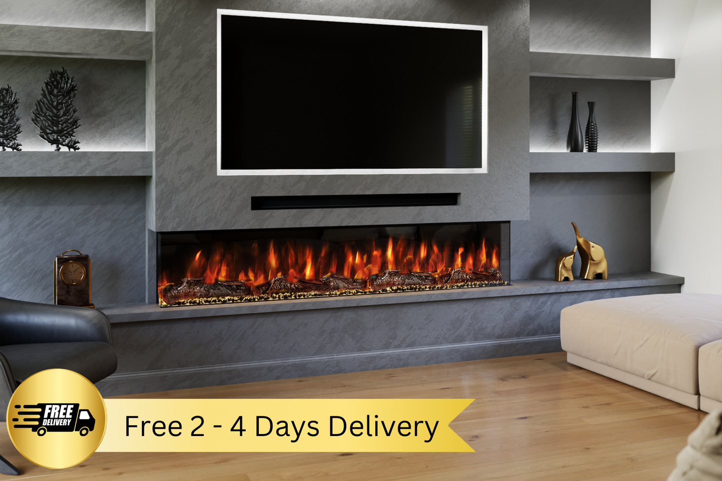 82 inch 3-sided slimline electric fireplace β Spectrum Slimline