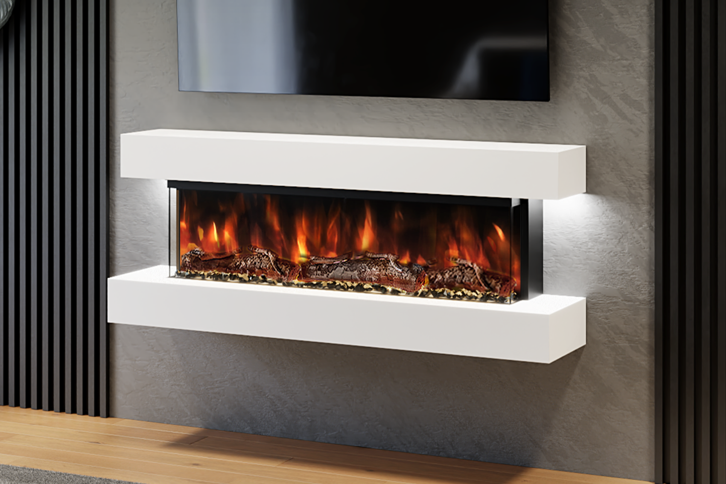 Wall Mounted Electric Fireplace A – 54" Suite with 44" LED Fireplace | 4 Finishes | UK Delivery