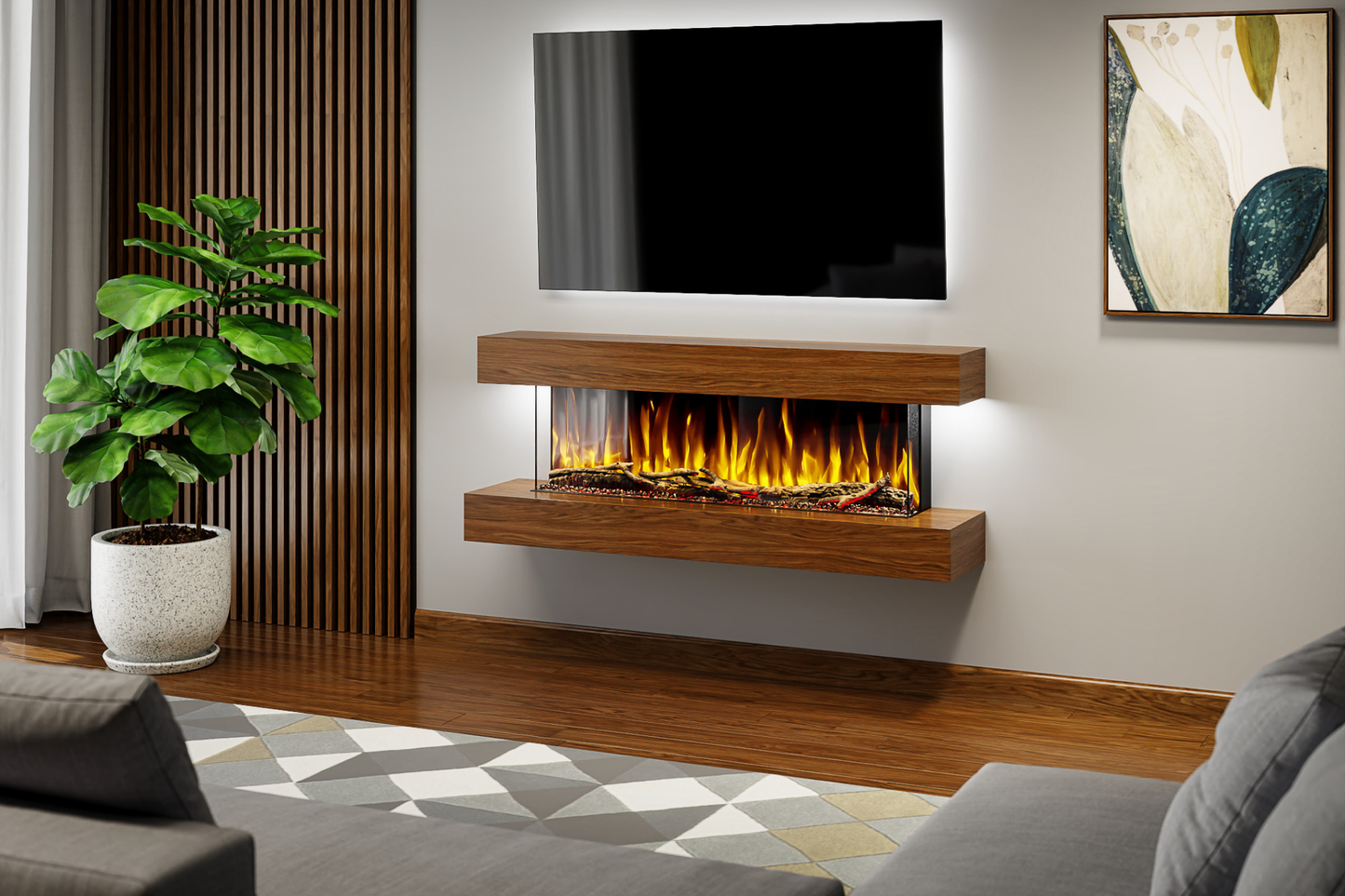 Modern Wall Mounted Electric Fireplace A β Slimline LED | UK Delivery