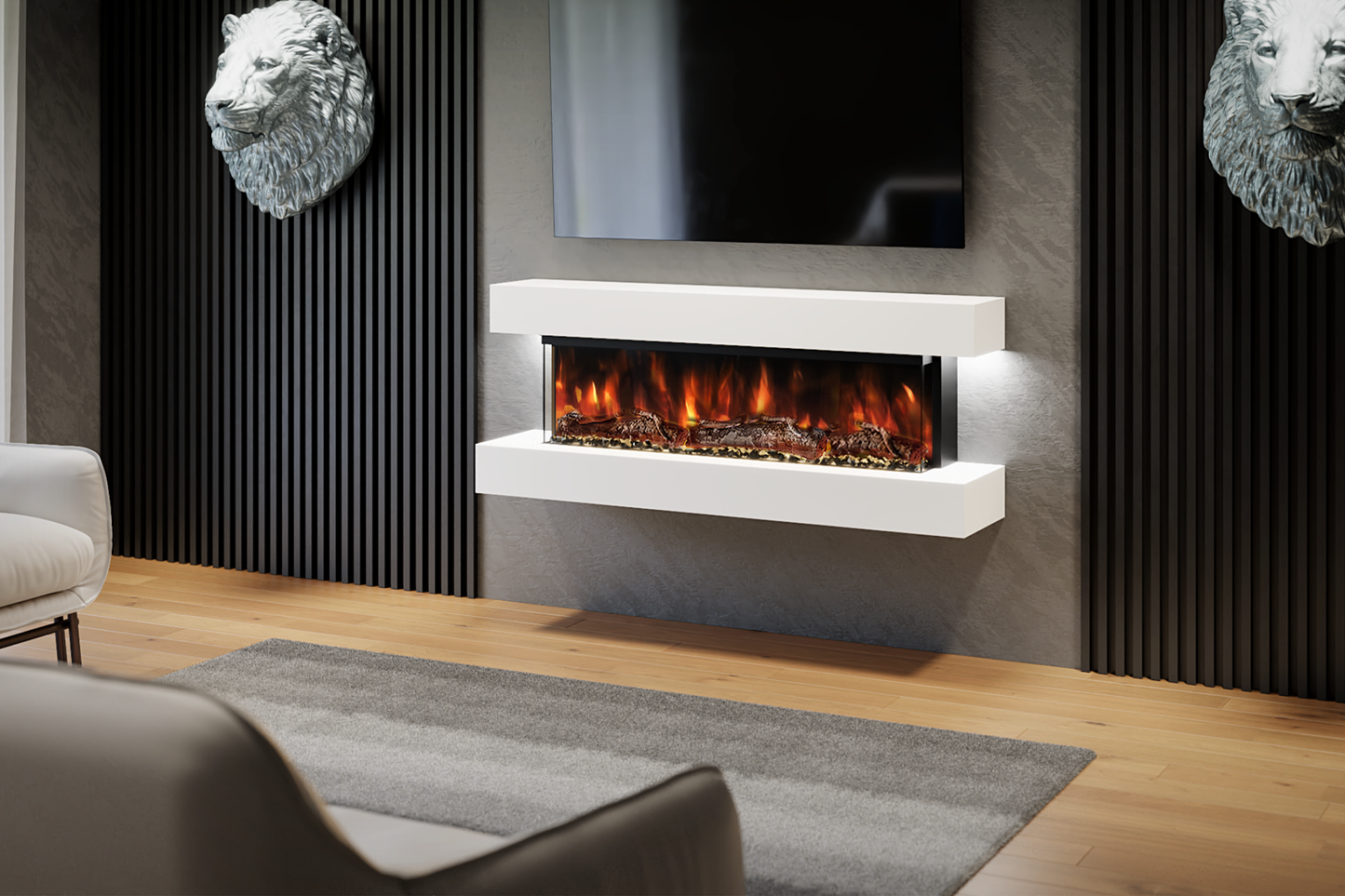 Modern Wall Mounted Electric Fireplace A β Slimline LED | UK Delivery