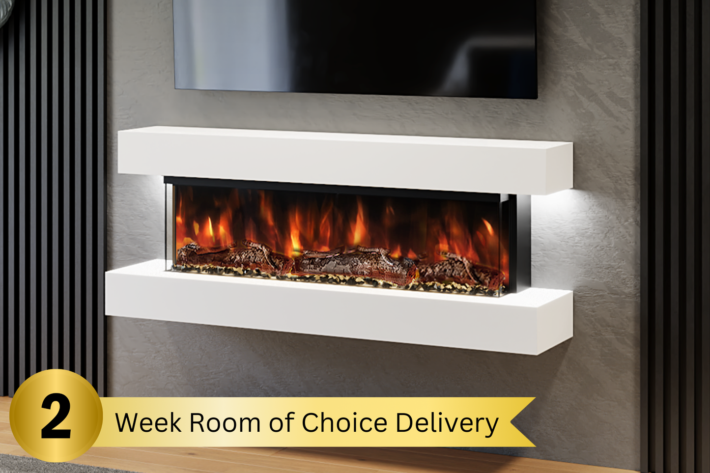 Modern Wall Mounted Electric Fireplace A β Slimline LED | UK Delivery