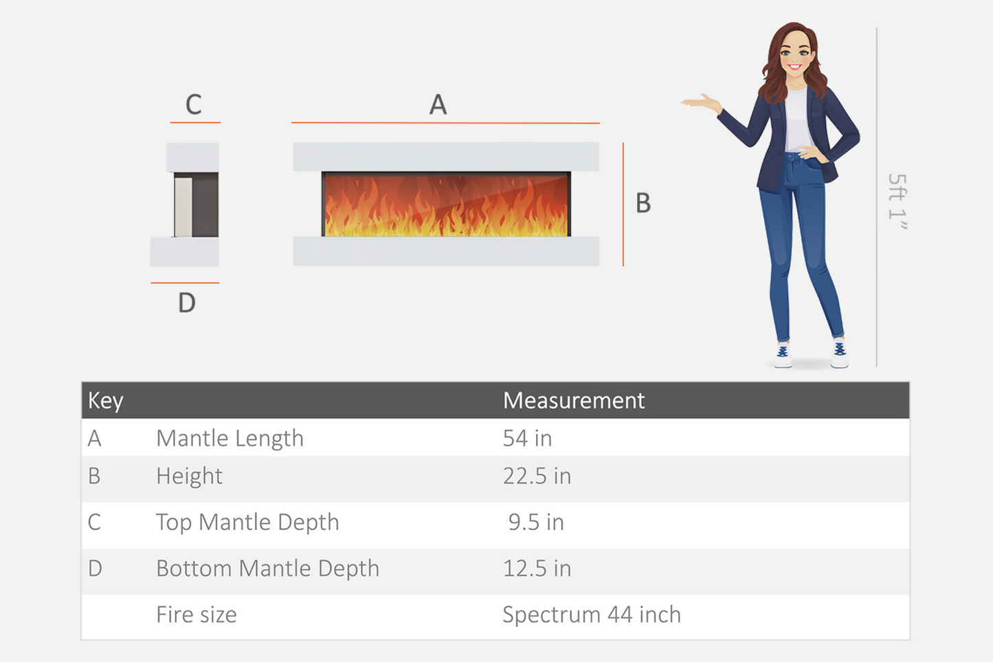 Modern Wall Mounted Electric Fireplace A β Slimline LED | UK Delivery