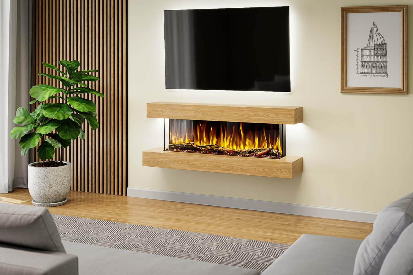 Modern Wall Mounted Electric Fireplace A β Slimline LED | UK Delivery