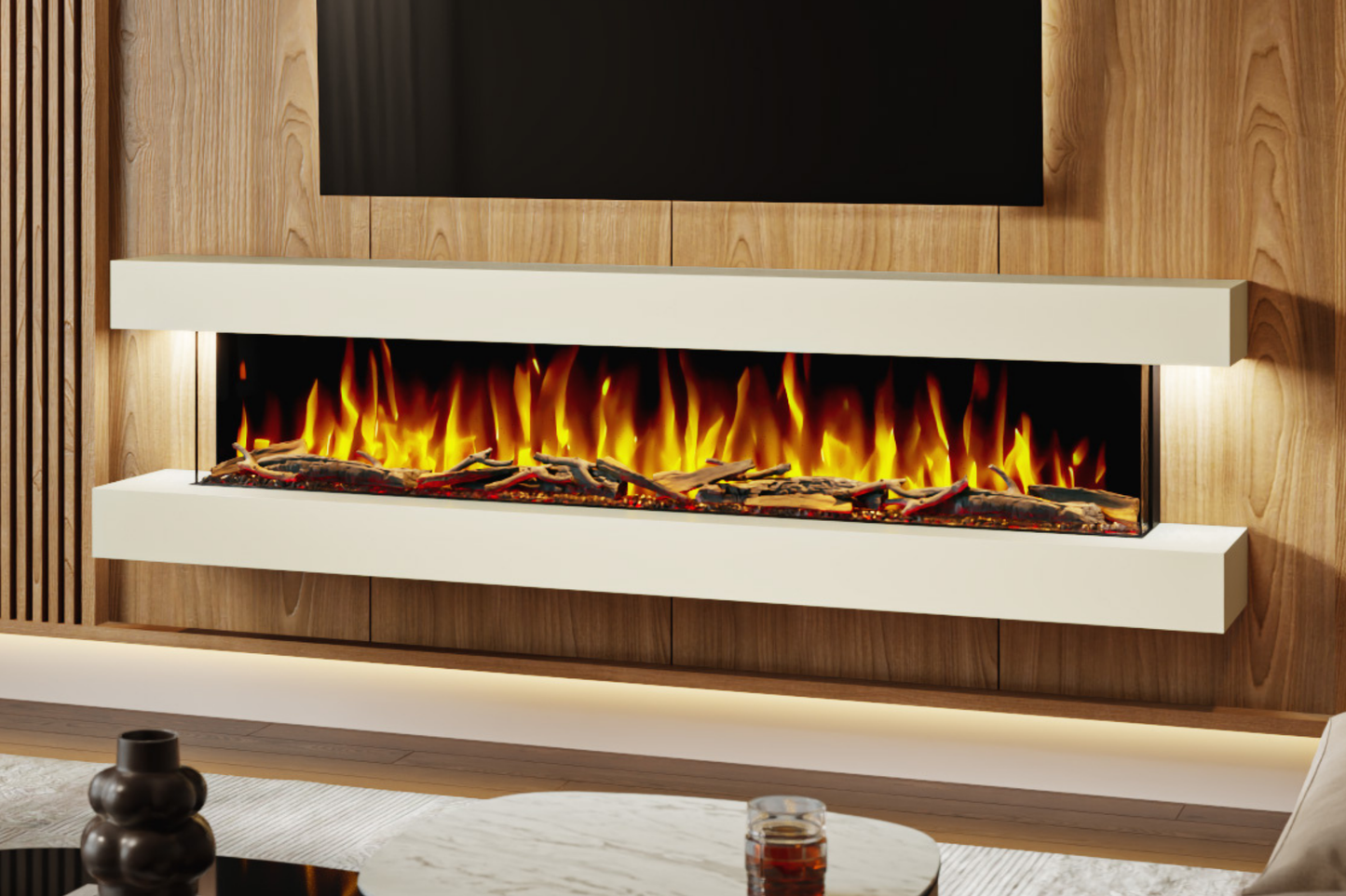 Wall Mounted Electric Fireplace D – 84 Inch Slimline LED | 4 Finishes | UK Delivery