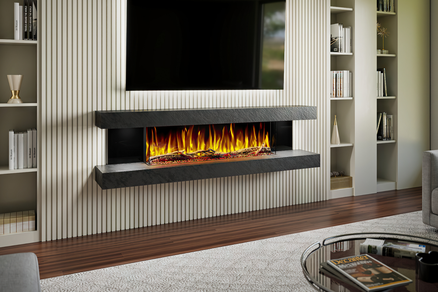 Modern Wall Mounted Electric Fireplace E β Slimline LED | UK Delivery