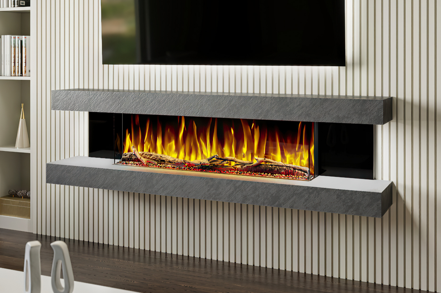 Modern Wall Mounted Electric Fireplace E β Slimline LED | UK Delivery
