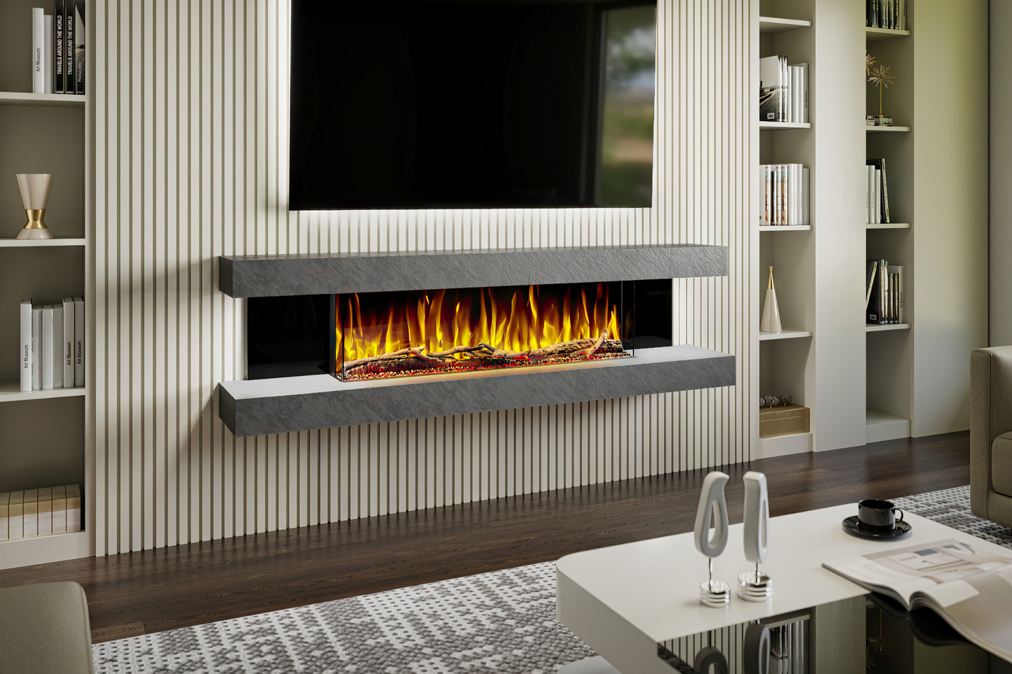 Modern Wall Mounted Electric Fireplace E β Slimline LED | UK Delivery