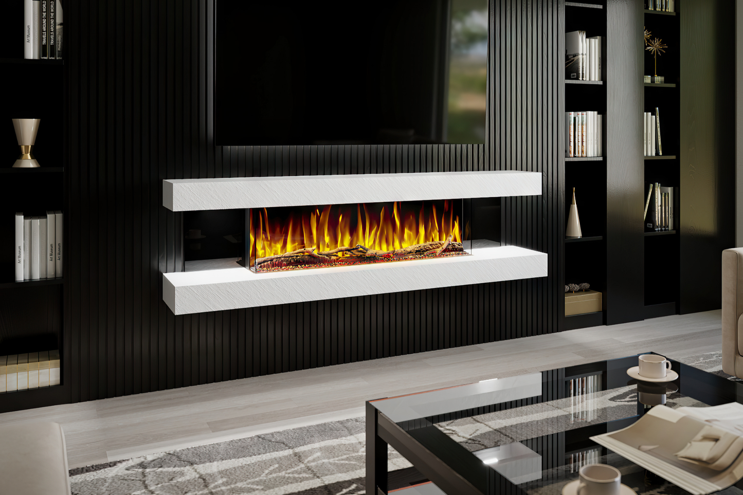 Modern Wall Mounted Electric Fireplace E β Slimline LED | UK Delivery