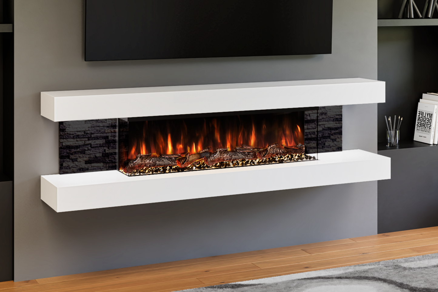 Modern Wall Mounted Electric Fireplace E β Slimline LED | UK Delivery