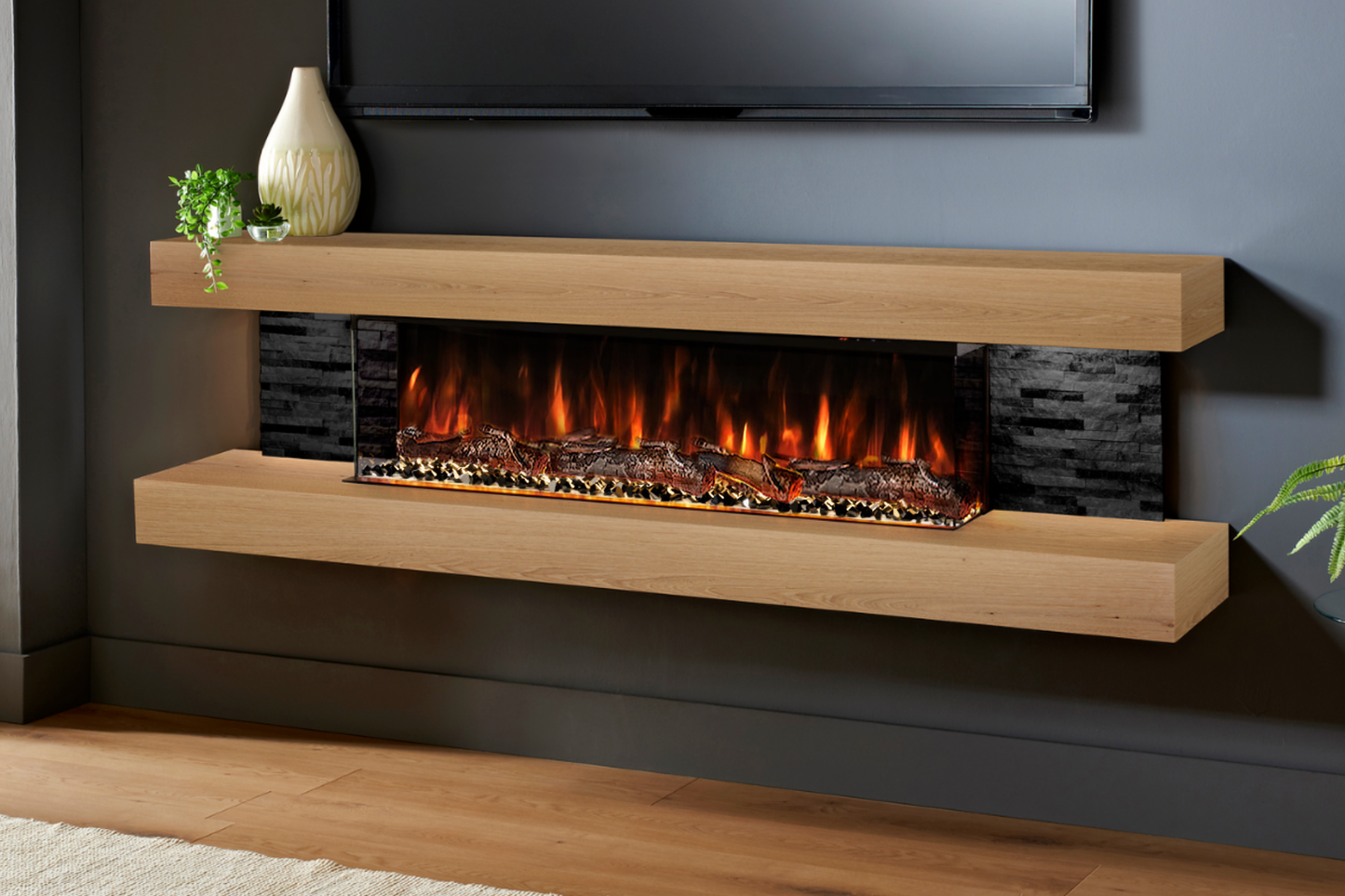 Modern Wall Mounted Electric Fireplace E β Slimline LED | UK Delivery