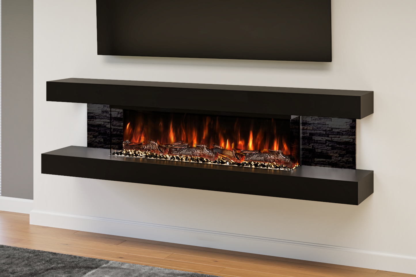 Modern Wall Mounted Electric Fireplace E β Slimline LED | UK Delivery