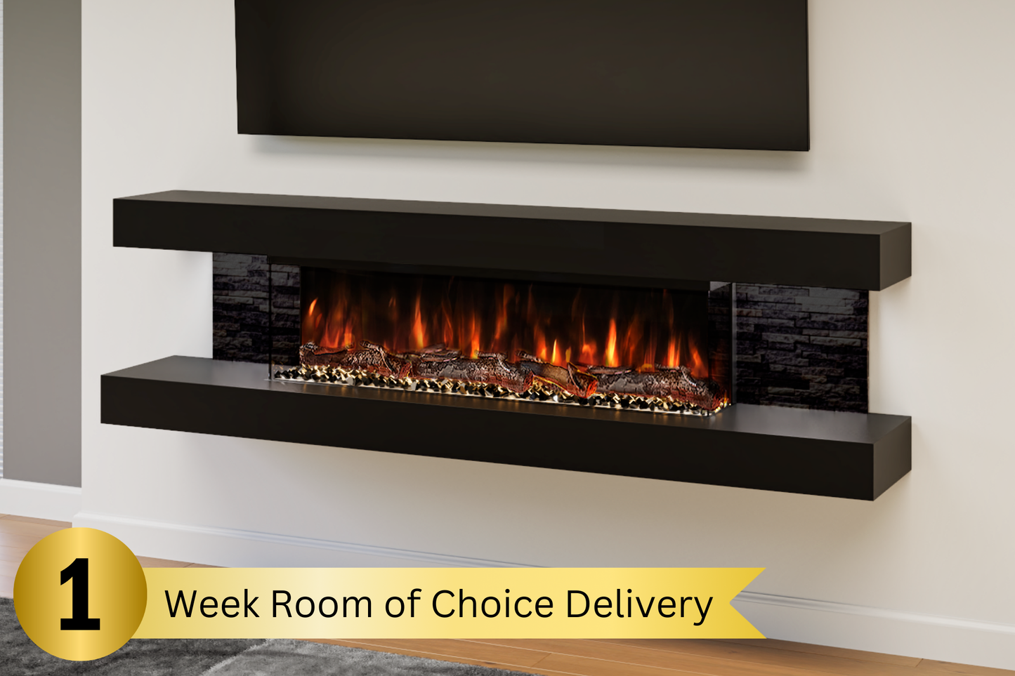 Modern Wall Mounted Electric Fireplace E β Slimline LED | UK Delivery