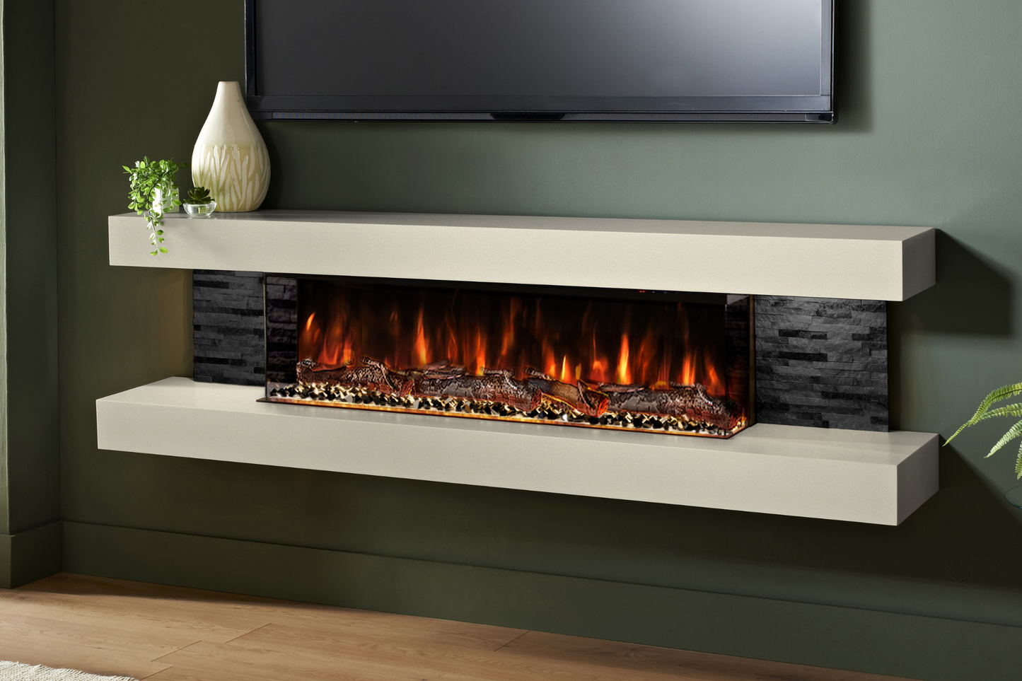 Modern Wall Mounted Electric Fireplace E β Slimline LED | UK Delivery