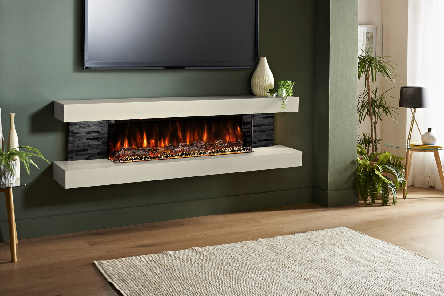 Modern Wall Mounted Electric Fireplace E β Slimline LED | UK Delivery
