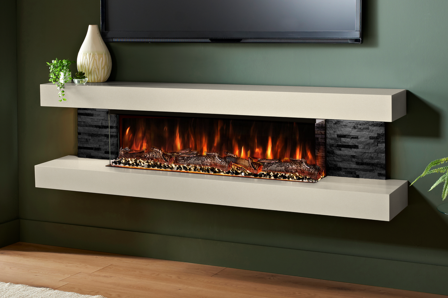 Modern Wall Mounted Electric Fireplace E β Slimline LED | UK Delivery