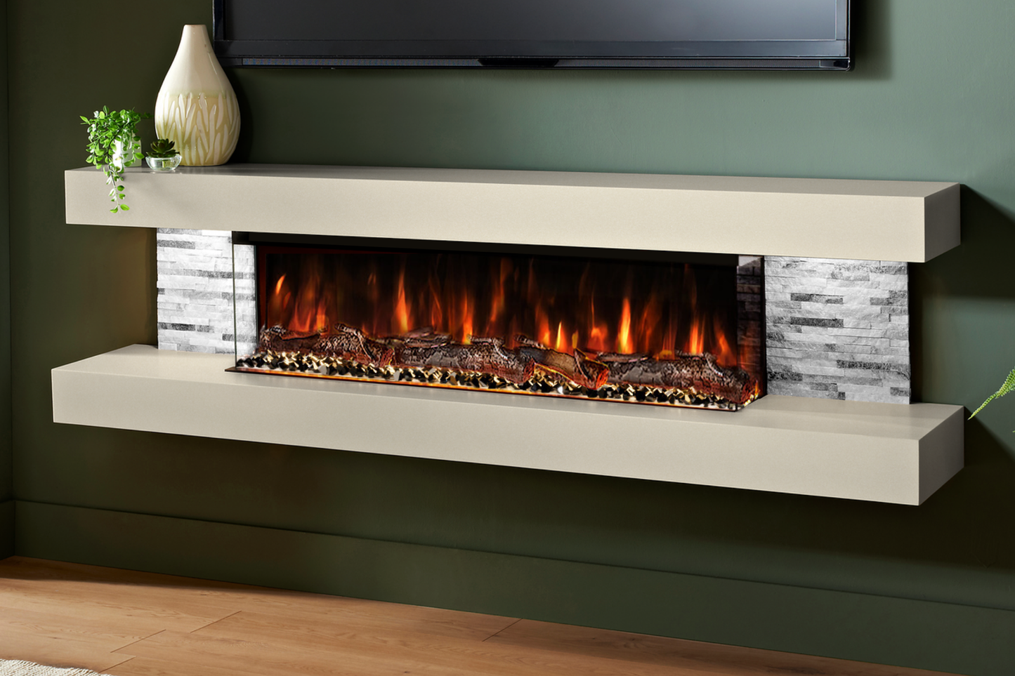 Modern Wall Mounted Electric Fireplace E β Slimline LED | UK Delivery